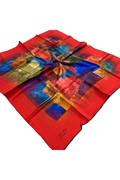 LA BOUTIQUE Μεταξωτό κασκόλ Sura με κόκκινο σχέδιο 1638 - 11