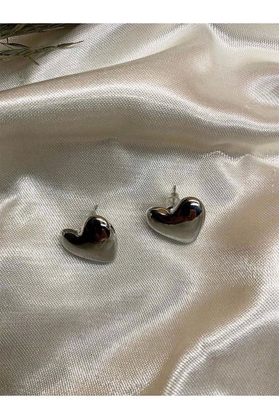 Eylülün Takısı Heart Patterned Silver Small Size Earrings