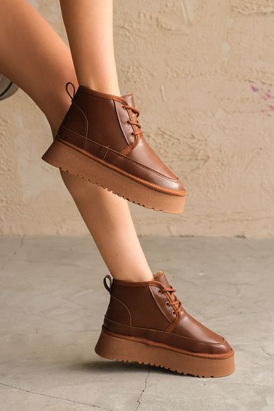 GOFFSHOES Дамски къси ботуши от пасторска кожа - кафяви и кожени