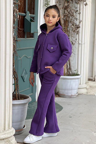 ELAFOR Σετ φόρμας για κορίτσια με φλις εσωτερικά 3 κλωστές, Χειμερινό φαρδύ πόδι στο κάτω μέρος - γιορτινό