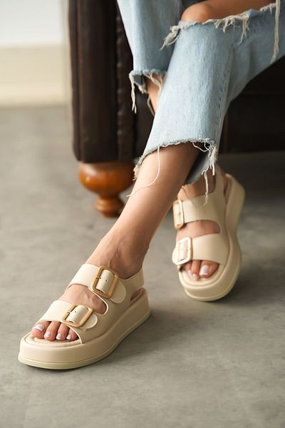 GOFFSHOES Zero Buckle Thick Sole Women's Sandals - Skin