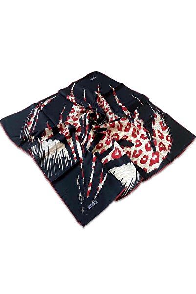 Aker Μαύρο κόκκινο μοτίβο Tivil μεταξωτό μαντήλι 30680