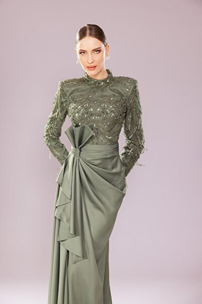 Katre Long Sleeve Hijab Evening Dress - Kenzel Embroidered Dress