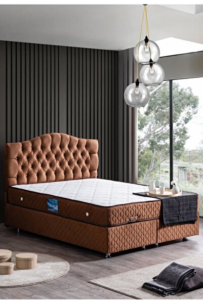 Setay Zümrüt Baza Başlık Orthosoft Ortopedik Yatak Seti, Açık Kahve