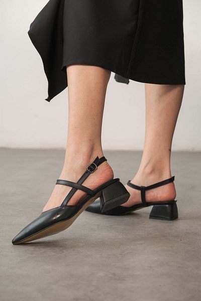 GOFFSHOES Pantofi Franco de damă cu toc joasă - piele neagră