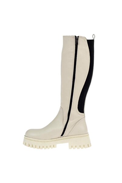 pullman Maximino Hakiki Deri Arkası Lastikli Kadın Çizme MX-ZMB-202 BEJ