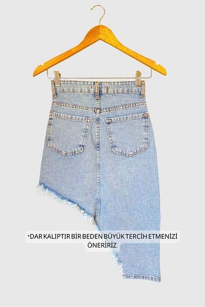 Lavian Fusta de damă cu croială asimetrică din denim