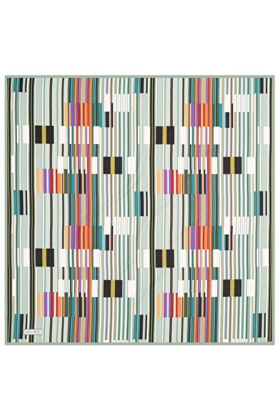 Aker وشاح تيفيل رياضي بنمط هندسي باللون الأخضر الكريمي 3410797 -951