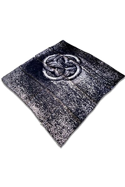 Aker وشاح حريري تيفيل بنمط مختلط أسود - رمادي 31929