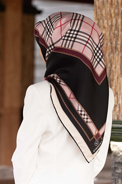 Vissona Μεταξωτό μαντήλι με καρό σχέδιο Tivil Powder DGN 50781 - 19 - 21