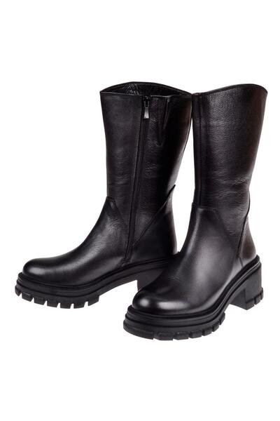 pullman Castle Black Hakiki Deri Uzun Kadın Bot SK-52673 SİYAH