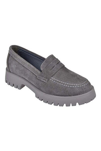 pullman Divadonna Hakiki Deri Makosen Kadın Ayakkabı BL-2842 GRİ SÜET