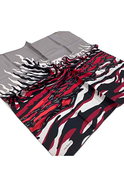Cacharel Bordo-siyah Zebra Desen Tivil Ipek Eşarp 7825313-971