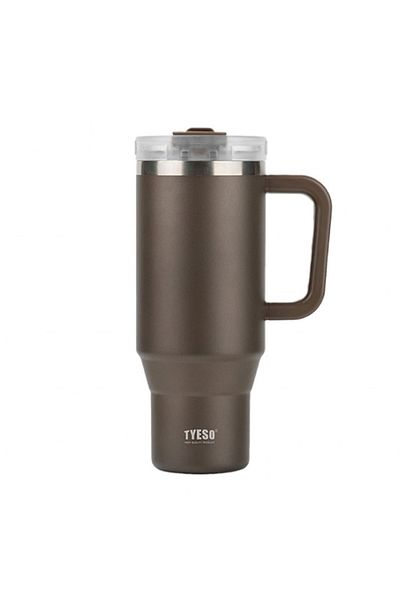 Tyeso 1200ml Brown Qq Thermos - with Leak Proof Straw and Double Wall
