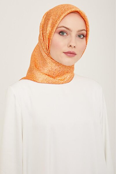 Armine Eșarfă din mătase Tivil cu model cu buline portocaliu deschis 9113 - 51