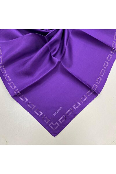 LAWILIA Μονόχρωμο μεταξωτό μαντήλι Tivil με μωβ περιθώριο 26274 - 10