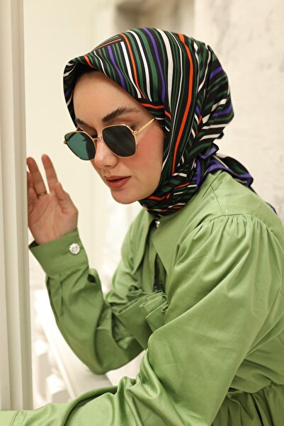 Silk Home Eșarfă din mătase Tivil cu model geometric negru-violet 11417-14