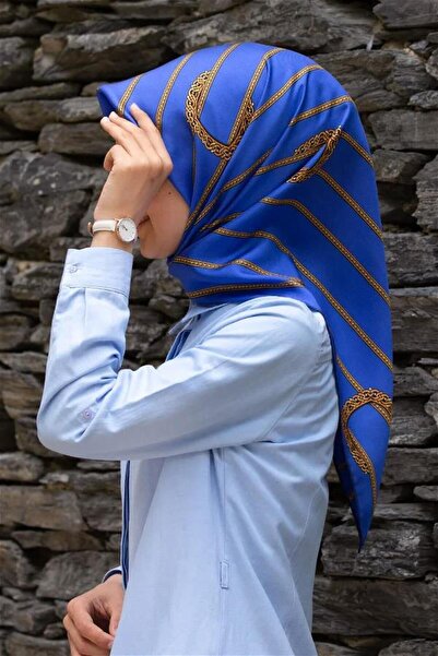 Vissona تيفيل جولد - وشاح حريري أزرق ساكس 10502 - 01 - 32
