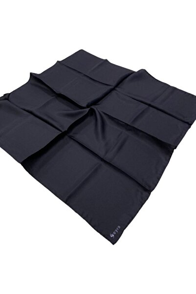 Seyra Eșarfă din mătase Tivil de culoare uni, albastru închis 0003