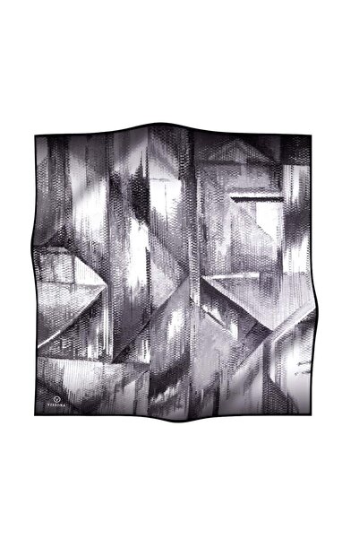 Vissona Siyah-beyaz Mermer Desen Tivil Ipek Eşarp 51719-0001-0002