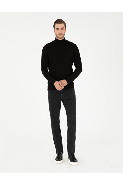 Pierre Cardin Black Slim Fit Turtleneck Basic Knitwear Sweater 50296582-Vr046