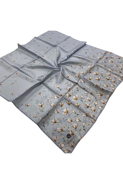 Vissona Μεταξωτό κασκόλ Tivil Ice Blue Flowers Pattern 51776-30
