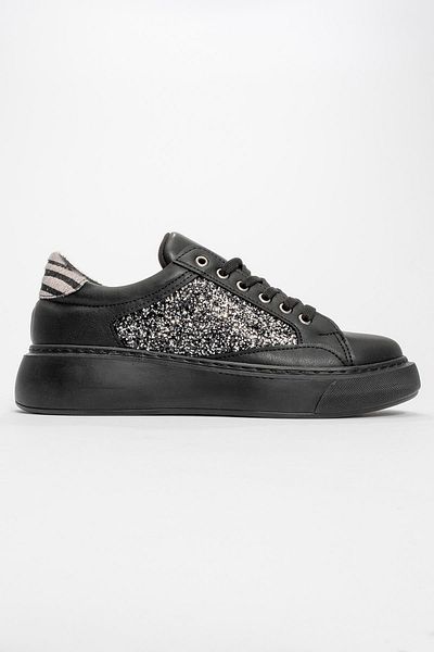 Ccway Women's Broken Glass Detailed Sports Shoes Black Black Glass