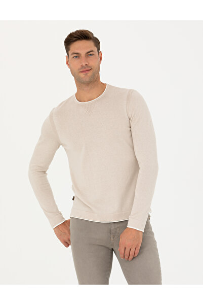 Pierre Cardin Beige Slim Fit Crew Neck Sweater 50278092-Vr011
