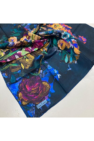 Pierre Cardin Lacivert Çiçek Desen Tivil İpek Eşarp 7660438-921