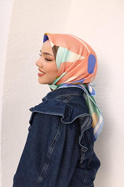 Silk Home Μεταξωτό μαντήλι με καφέ-πράσινο σχέδιο λουλουδιών 11408-04