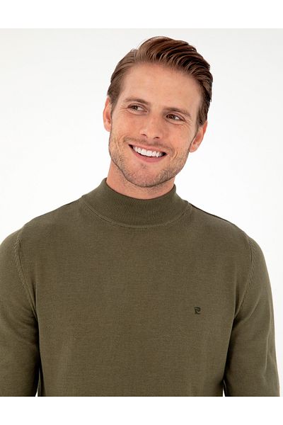 Pierre Cardin Dark Khaki Slim Fit Half Turtleneck Basic Knitwear Sweater 50296614-Vr111