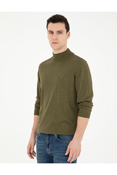 Pierre Cardin Light Green Slim Fit Half Turtleneck Wool Blended Basic Knitwear Sweater 50270055-Vr092