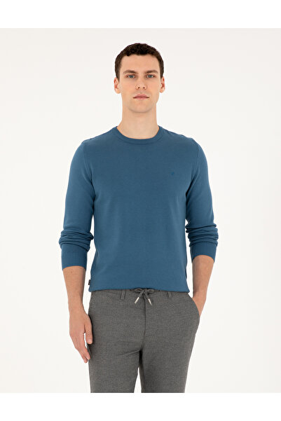 Pierre Cardin Kobalt Slim Fit Bisiklet Yaka Basic Triko Kazak 50296575-VR077