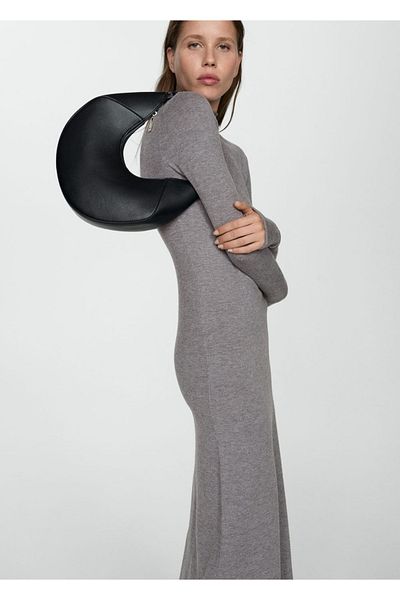 MANGO Woman Perkins Strickkleid mit Kragen