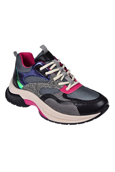 pullman Simli Kadın Spor Ayakkabı Sneaker SMS-30162 SİYAH SİMLİ