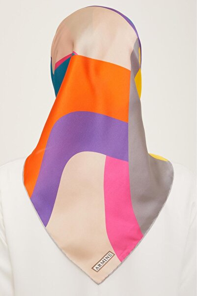 Armine Μωβ - Τυρκουάζ Μεταξωτό Φουλάρι με Σχέδιο Κυμάτων Tivil 9148 - 83