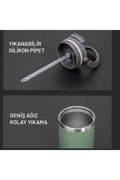 Tyeso Green 600 ml Stainless Steel Thermos - Dailyneed