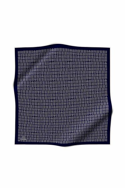 Vissona Μεταξωτό κασκόλ Tivil με μοτίβο Lego Navy Blue-Cream - Dgn50937-0033-0003