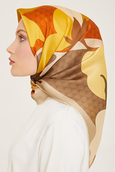 Armine Μαντήλι από μετάξι Tivil με σχέδιο μουσταρδί τουλίπα 9119 - 07