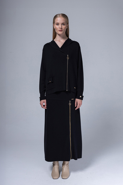 Niliwi 3073 Etk Zippered Steel Knitted Bell Skirt