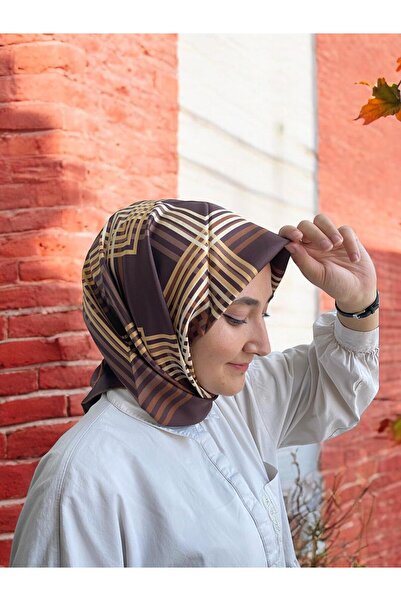 LAWILIA Eșarfă din mătase Tivil cu model geometric în dungi de vin închis 29011 - 21