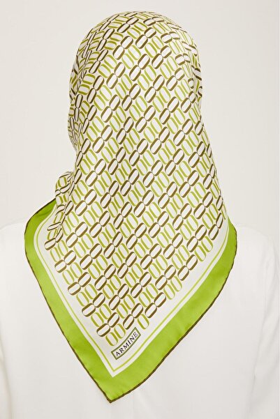 Armine Μαλακό πράσινο γεωμετρικό σχέδιο Tivil μεταξωτό κασκόλ 9149 - 54