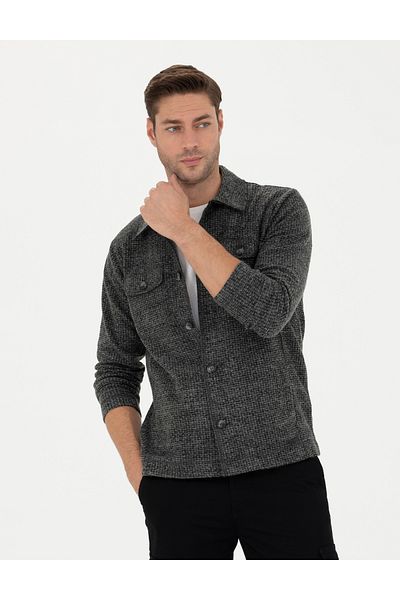 Pierre Cardin Anthracite Regular Fit Knitted Shirt 50280196 -Vr006