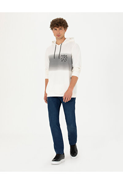 Pierre Cardin Ekru 2 İplik Regular Fit Kapüşonlu Sweatshirt 50272827-VR019