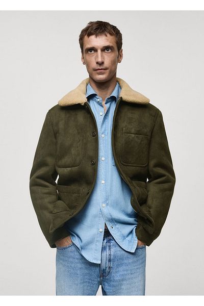 MANGO Man Doppelseitige Jacke mit Fellfutter
