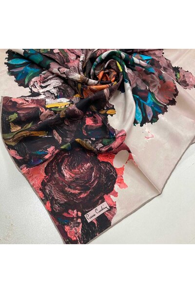 Pierre Cardin Μπεζ μεταξωτό μαντήλι με λουλούδια Tivil 7660438 - 931