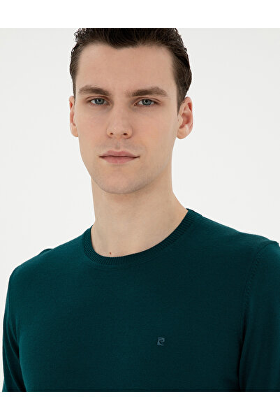 Pierre Cardin Yeşil Slim Fit Bisiklet Yaka Yün Karışımlı Basic Triko Kazak 50270054-VR054
