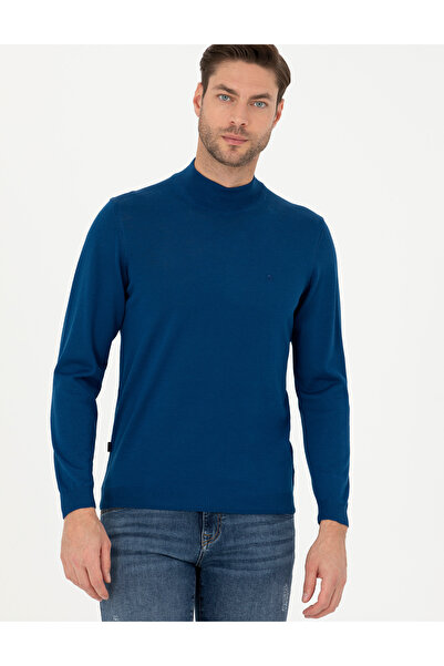 Pierre Cardin Indigo Slim Fit Half Turtleneck Wool Blend Basic Knitwear Sweater 50270055-Vr106