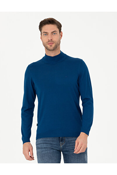 Pierre Cardin Indigo Slim Fit Half Turtleneck Wool Blend Basic Knitwear Sweater 50270055-Vr106