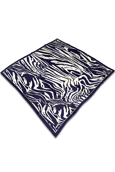 LAWILIA Eșarfă din mătase Tivil cu model mixt albastru bleumarin și alb 31675...